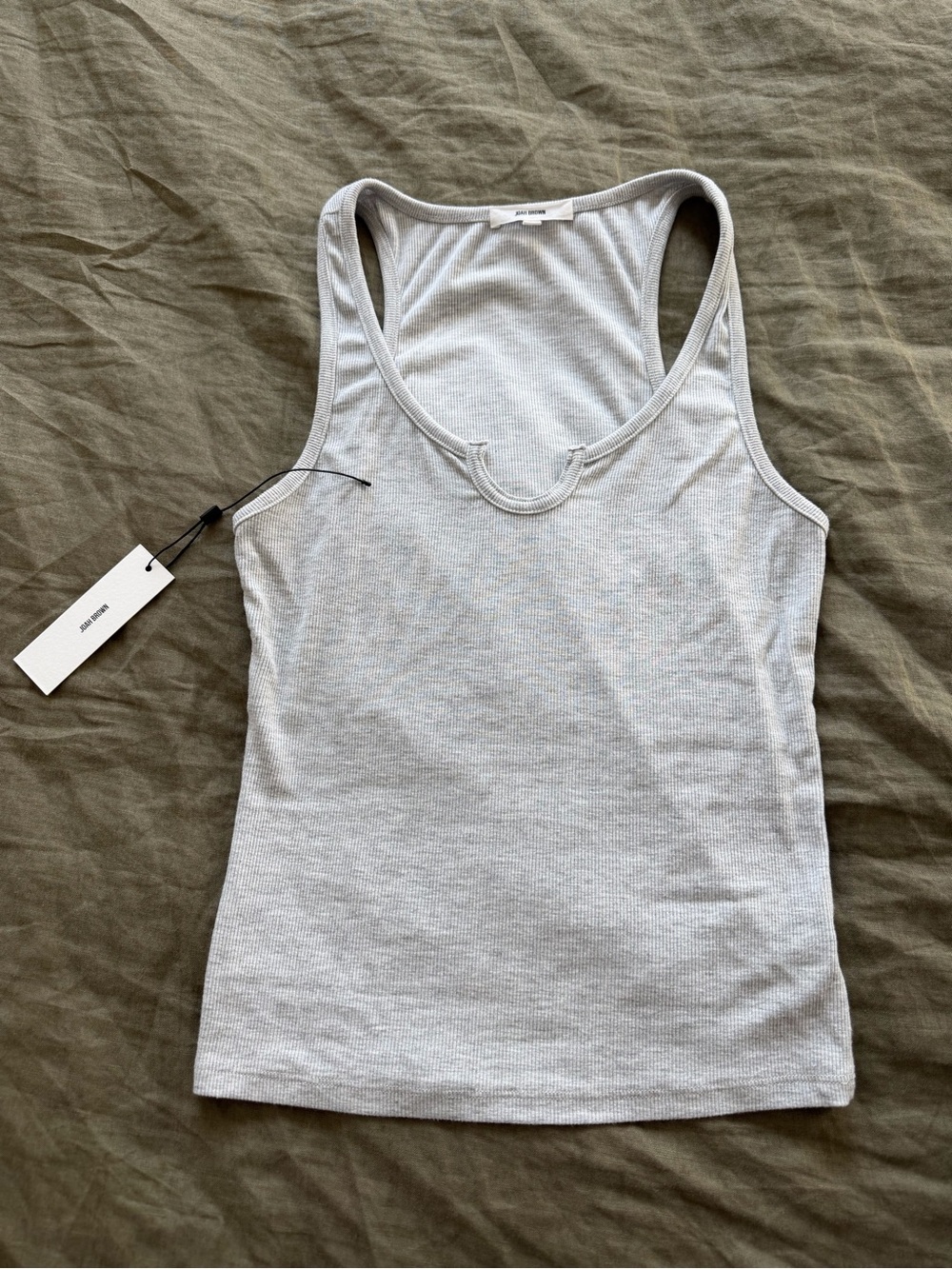 Joah Brown Light Gray Ribbed Scoop Tank